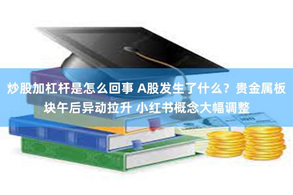 炒股加杠杆是怎么回事 A股发生了什么？贵金属板块午后异动拉升 小红书概念大幅调整